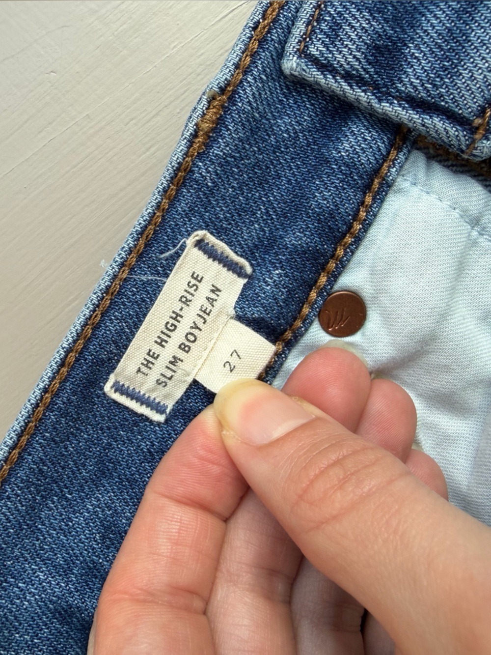 Women’s | Madewell High Rise Slim Boy Jean, Medium Wash | Size 27 - Picture 6 of 8